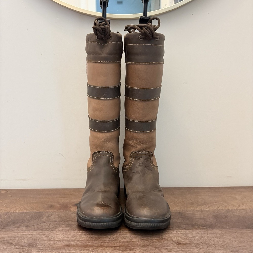 TuffRider Lexington Tall Country Boots Childrens Size 3 Waterproof Leather Brown